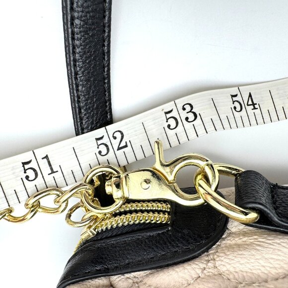 Betsey Johnson Quilted Heart Crossbody Bag Bow Gold-Tone Hardware Beige Black - Picture 5 of 16